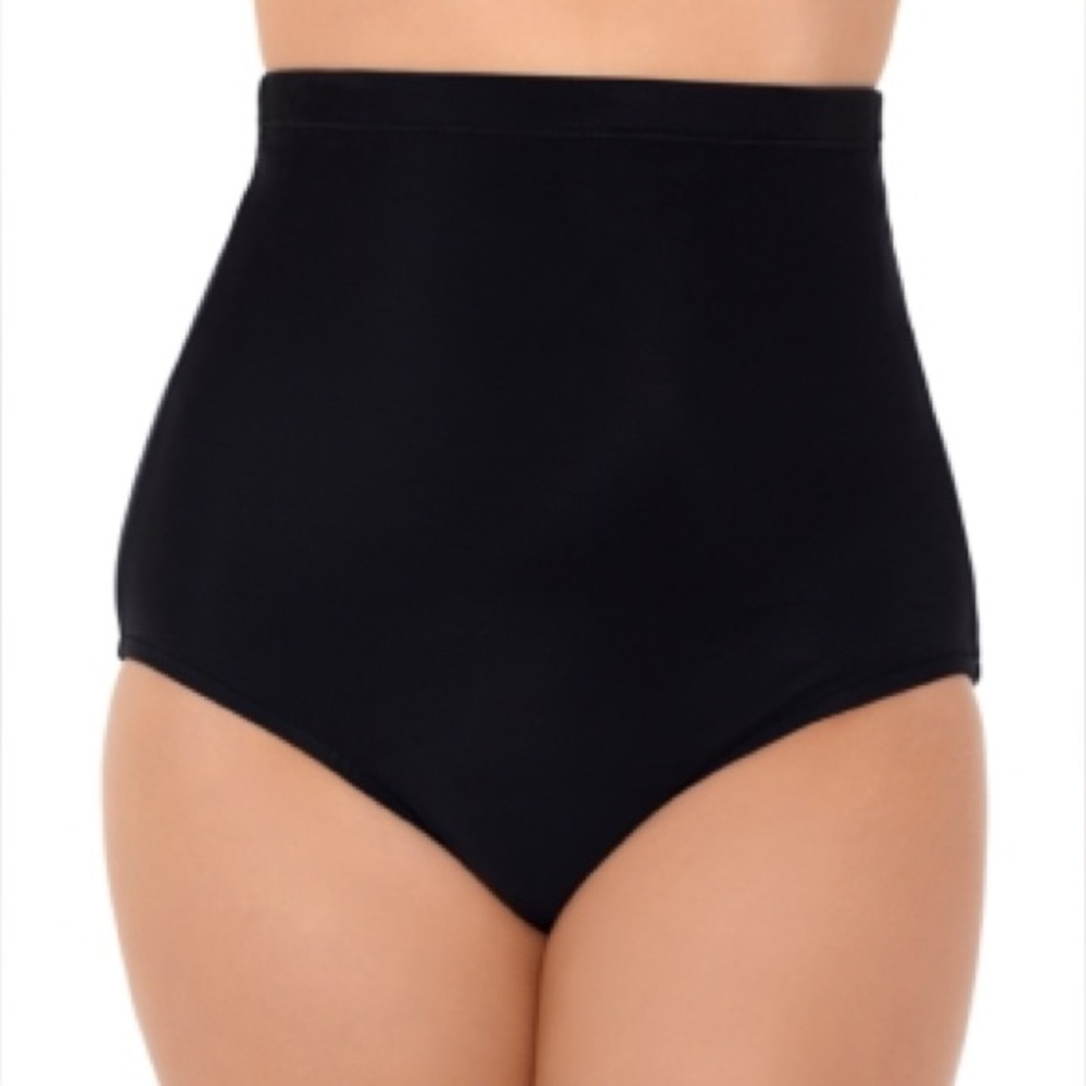 44. Swim Solutions Ultra High-Waist Swim Bottoms - Black - Picture 1 of 3